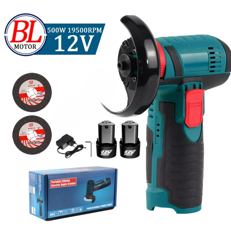 12V Brush/Brushless Angle Grinder 500W19500rpm Electric Polishing Grinding Machine Mini Cordless Cutting Diamond Cutting Grinder