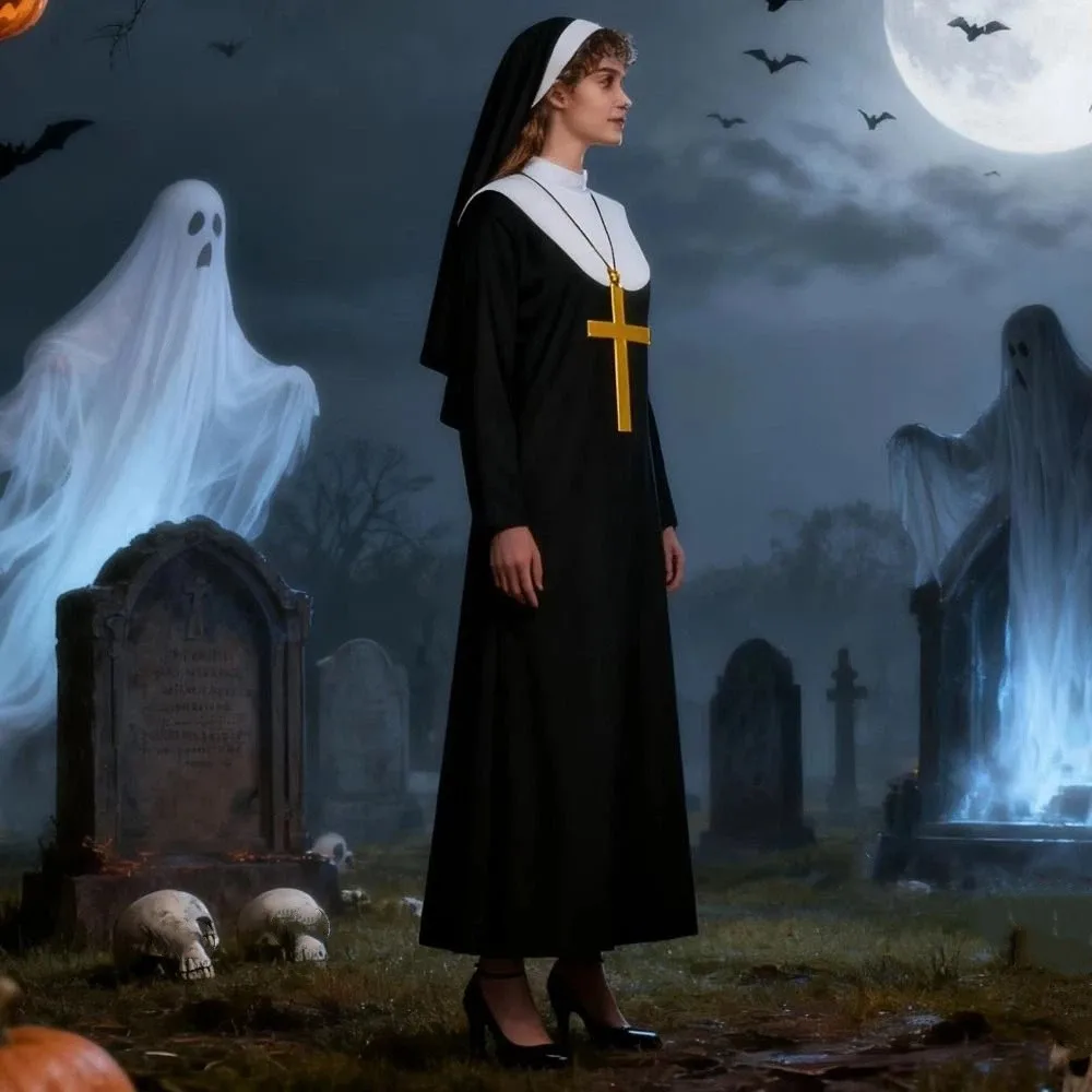 Full Length Virgin Mary Costume Vintage Style Retro Design Long Robe Costume Long Dress Fancy Dress Religious Cosplay Outfit