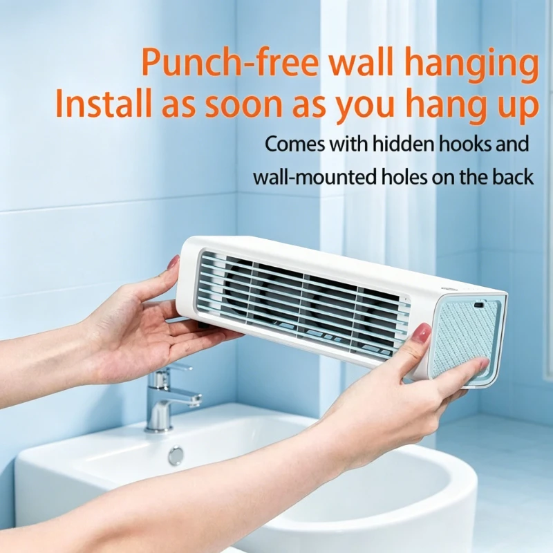 Eary Geräuschloser Wandventilator Blattloser Luftkühler Starker Wind Wandhängender Ventilator für Büro Zuhause Sommerkühlung Klimaanlagen-Ventilator