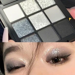 9 Color Black Grey Smoky Matte Eye Shadow Palette White Metallic Pearl Eye Shadow Halloween Bar Eye Shadow With Makeup Mirror