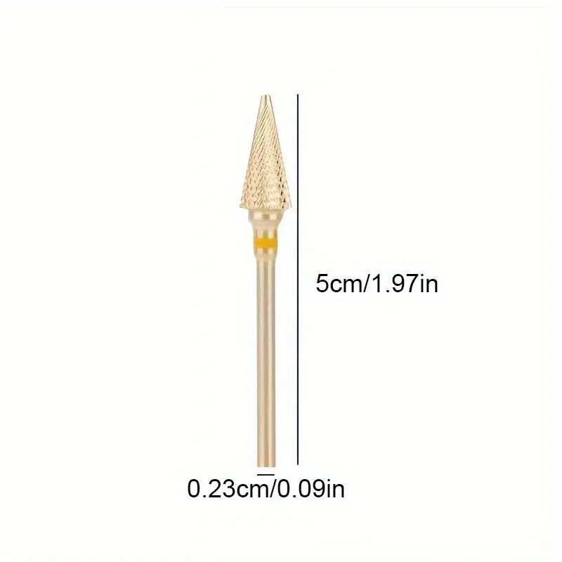1/2Pcs Nagel Gold Hartmetall Nagel Bohrer Kegel Fräser für Maniküre Entfernen Gel Acryl Werkzeug Nagel Bohrer zubehör