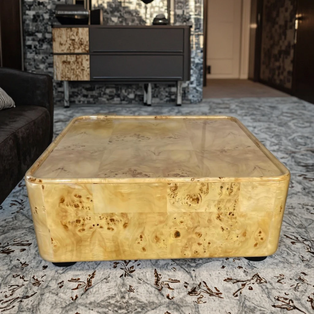 

Nordic Luxury Modern Living Room Furniture Custom Size Burl Wood Coffee Table Unique and Elegant Wooden Furniture Living Room