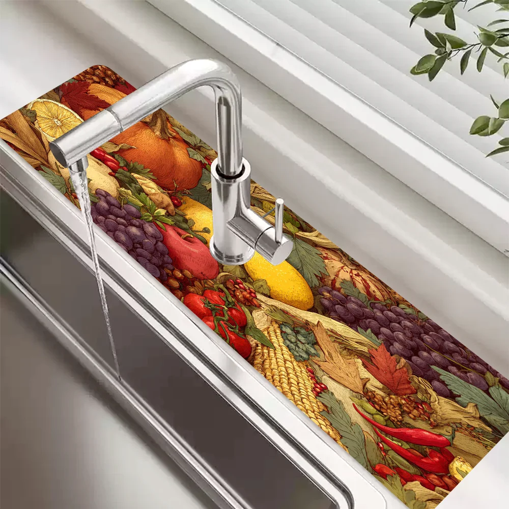 

Fresh Fruits Faucet Mat for Kitchen Sink Protectors Kitchen Accessories Rubber Mat Splash Guard, Bathroom Faucet Mat