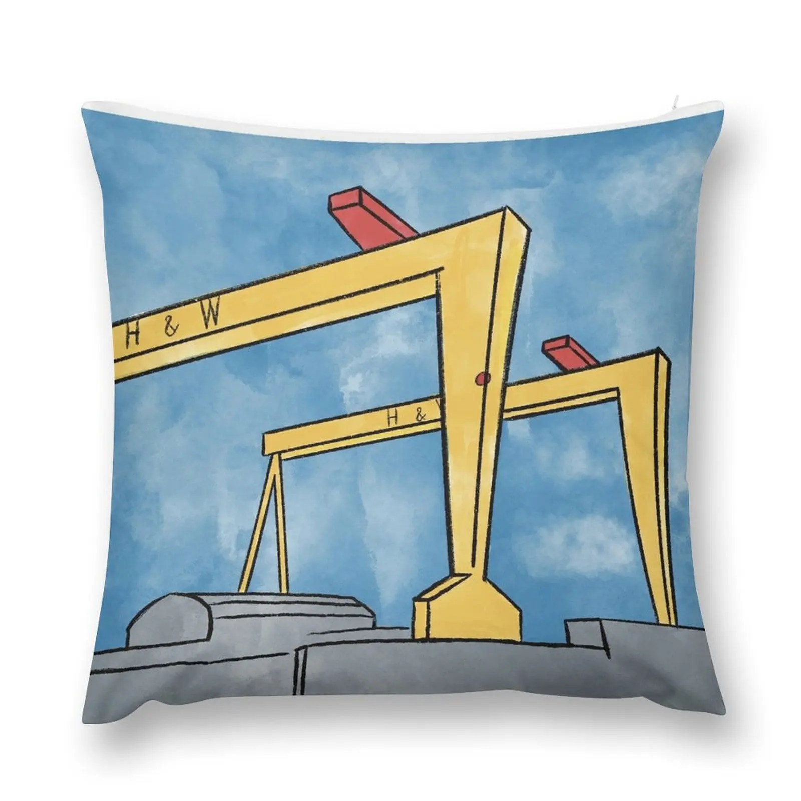 Harland And Wolff Belfast Cranes Throw Pillow christmas pillowcases christmas decorations 2025 pillow