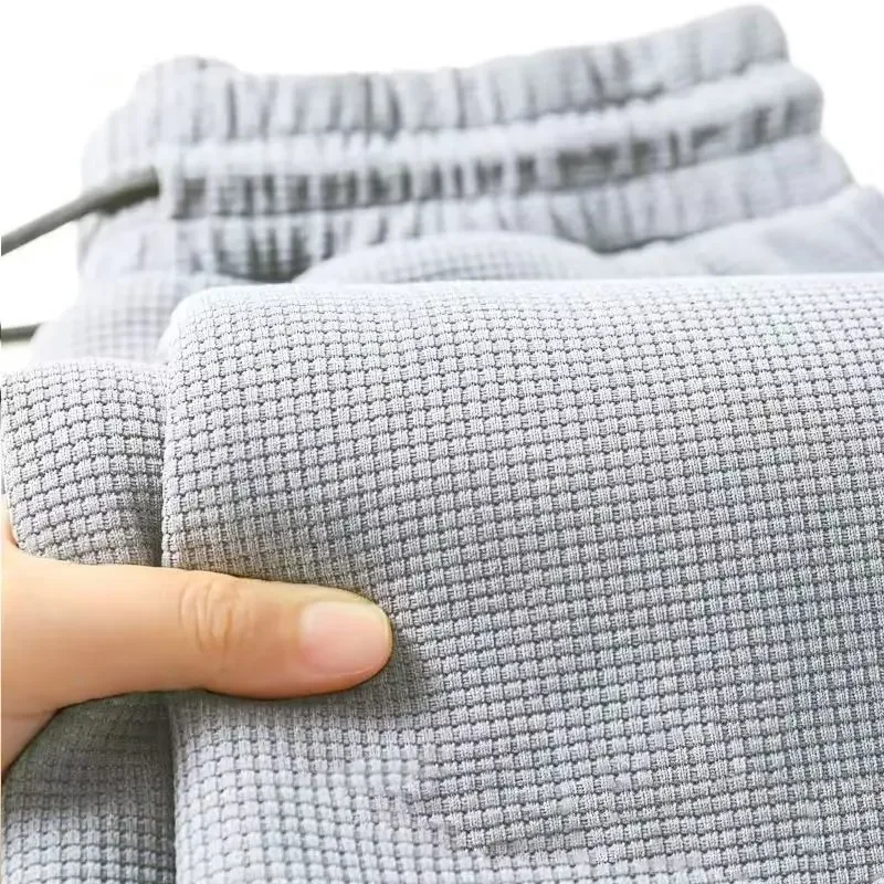 بنطال رياضي بنمط وافل ريترو للرجال، بنطال فضفاض مستقيم الساق للرجال، رباط خصر مطاطي مناسب لملابس الخريف