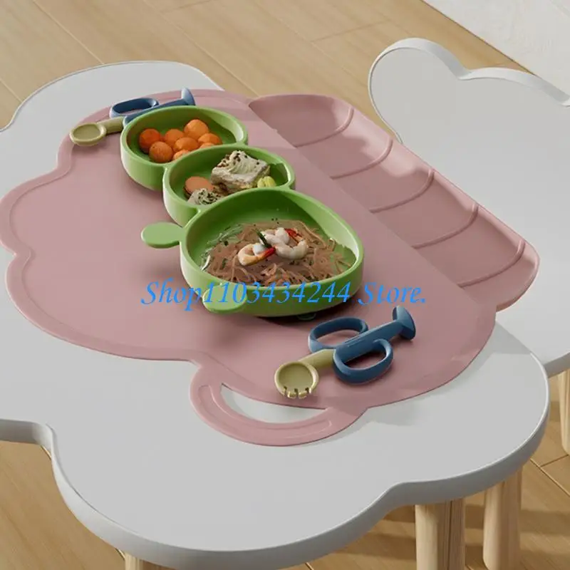 

G2TC Silicone Cloud Tablemats Placemat Travel Dinner Placemat Reusable Mat Feeding Plate with Catching Pocket