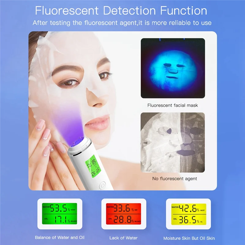 

A47F-Skin Moisture Tester Smart Water And Oil Tester LCD Display Facial Skin Moisture Meter Fluorescent Agent