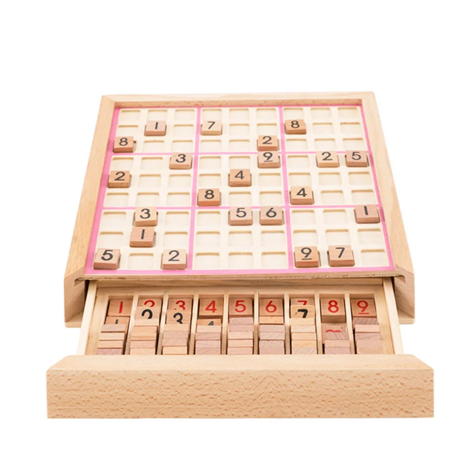 

Children Sudoku Chess Beech Wooden with Drawer 23.5*23.5*5cm 81Pcs/Set Table Puzzle Game Kids Toy Interesting Gift Board Game