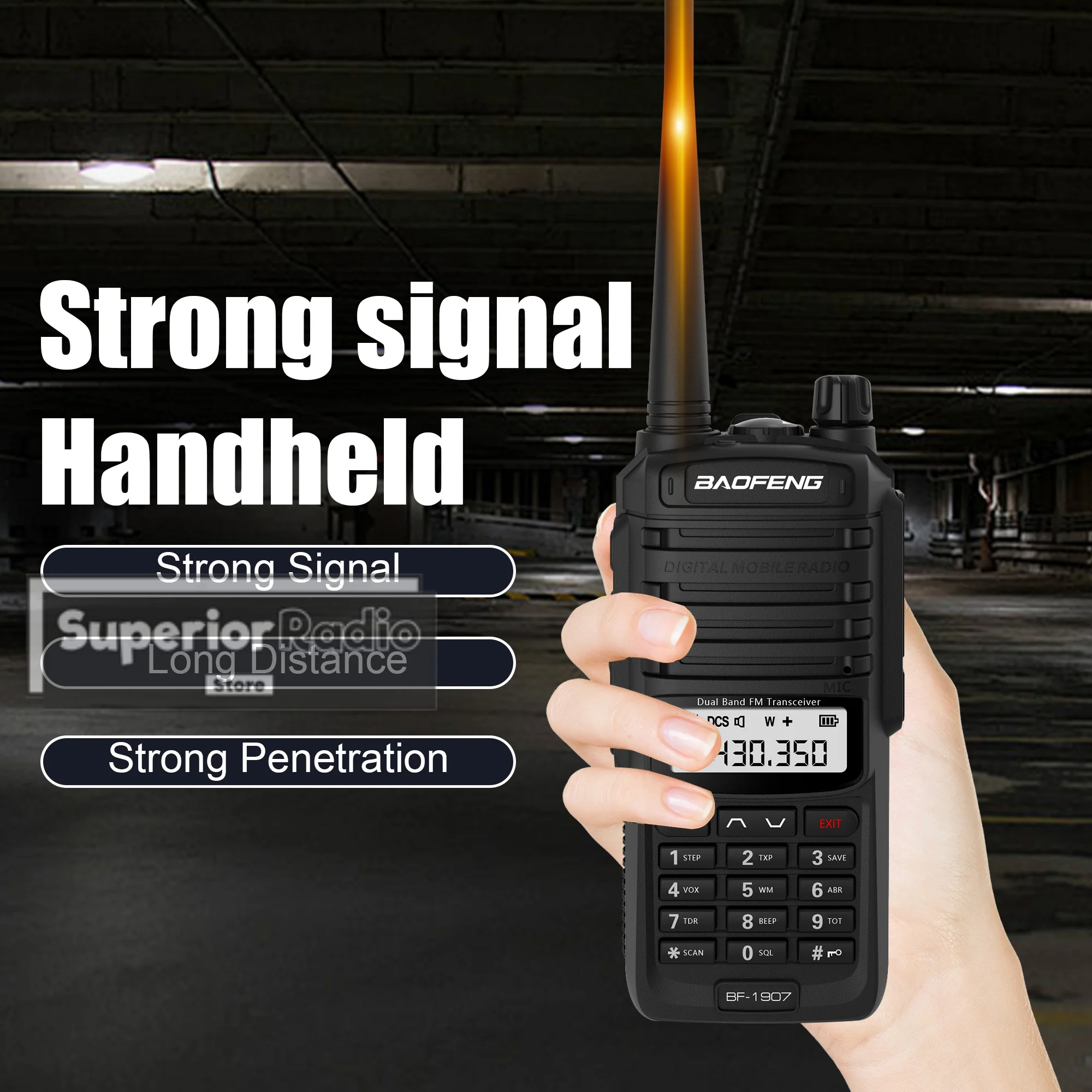 Baofeng BF-1907 جهاز اتصال لاسلكي من النوع C شحن 128 قناة طويلة المدى UHF VHF ثنائي النطاق محمول اتجاهين أجهزة الراديو لحم الخنزير للتخييم #5