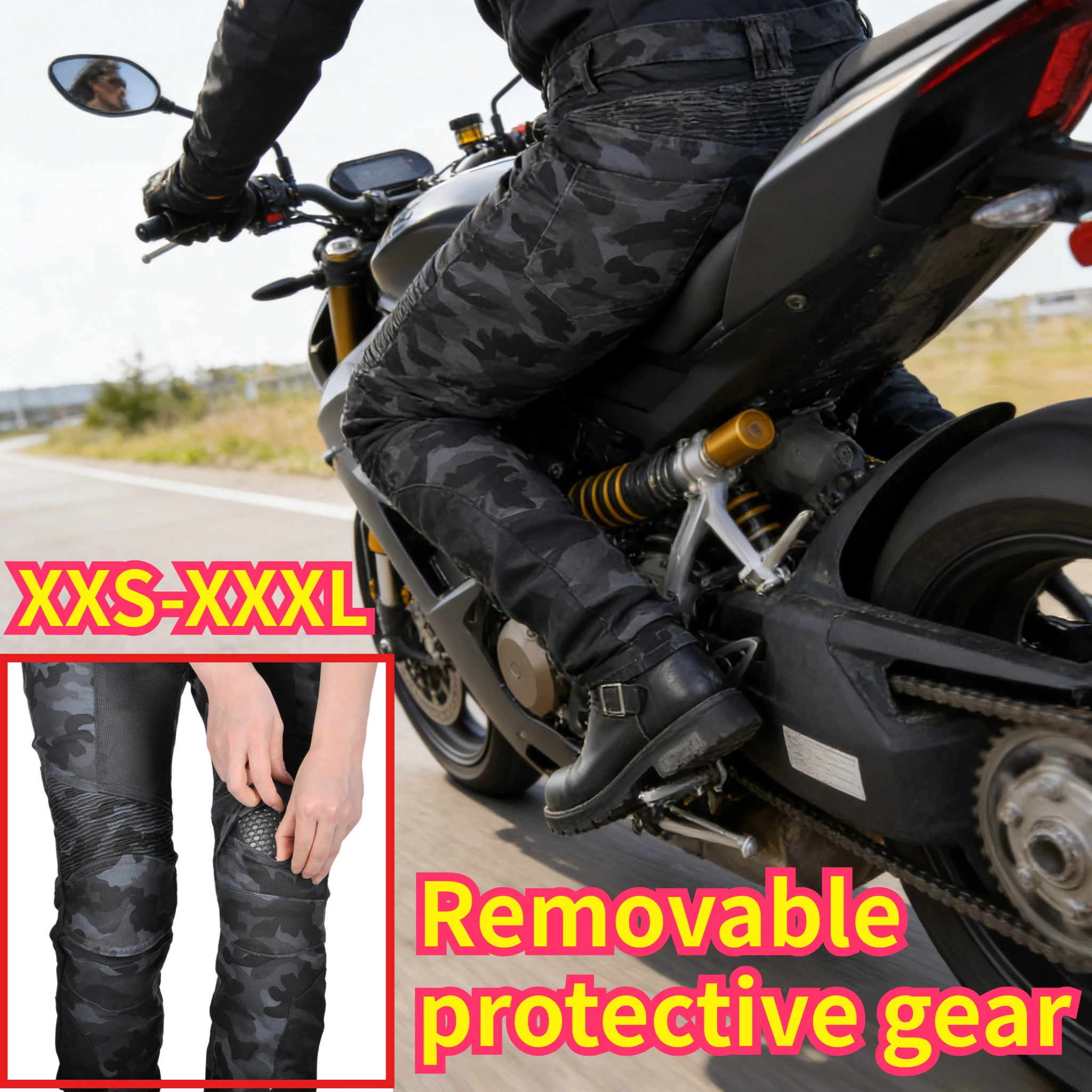 

Women's Camo Motorcycle Riding Jeans Slim Fit Summer Mesh Breathable Biker Pants Anti-fall Protective Trousers