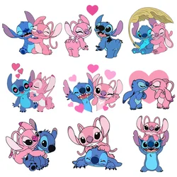 Stitch and Angel Love Couple Valentine's Day Patches for Clothes Heat Transfer Stickers DIY T shirt Iron on for Women Appliqued