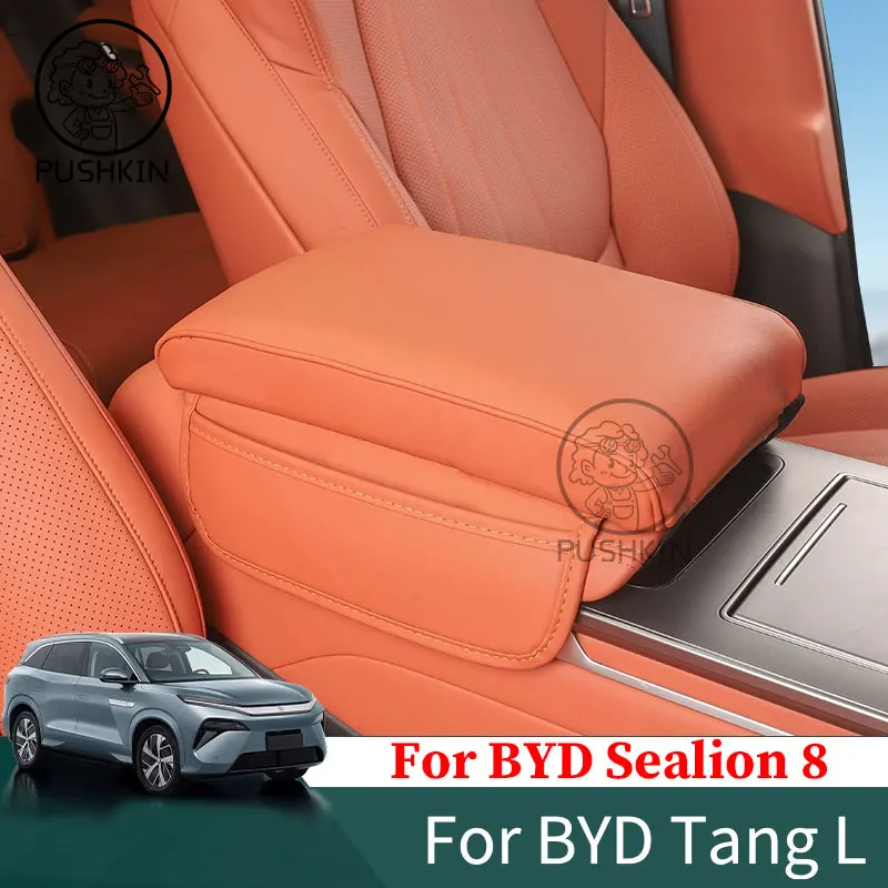 

For BYD SEALION 8 TANG L 2025 Car Styling Armrest Box Height Increase Pad Leather Protective Cover Storage Bag Auto Accessories