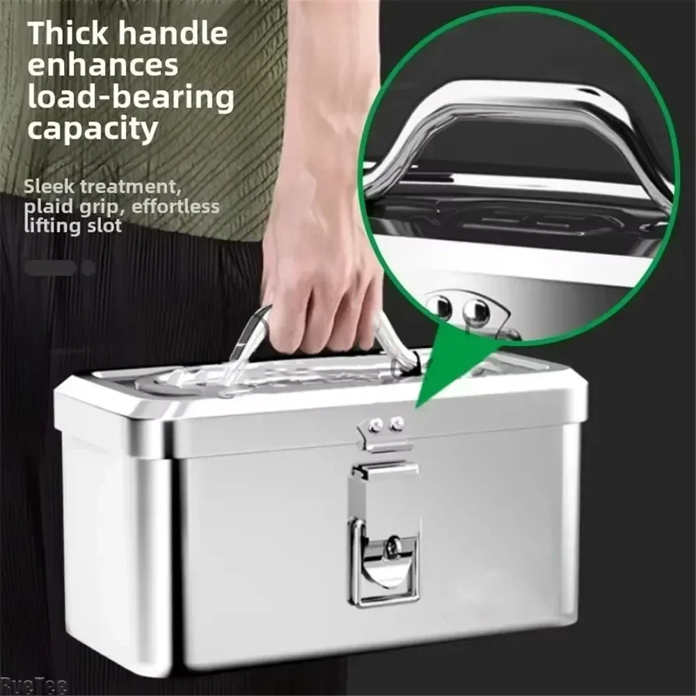 New Thickened High Quality Stainless Steel Tool Box with Tray for Man Gift Home Garage Electrician Tool Storage