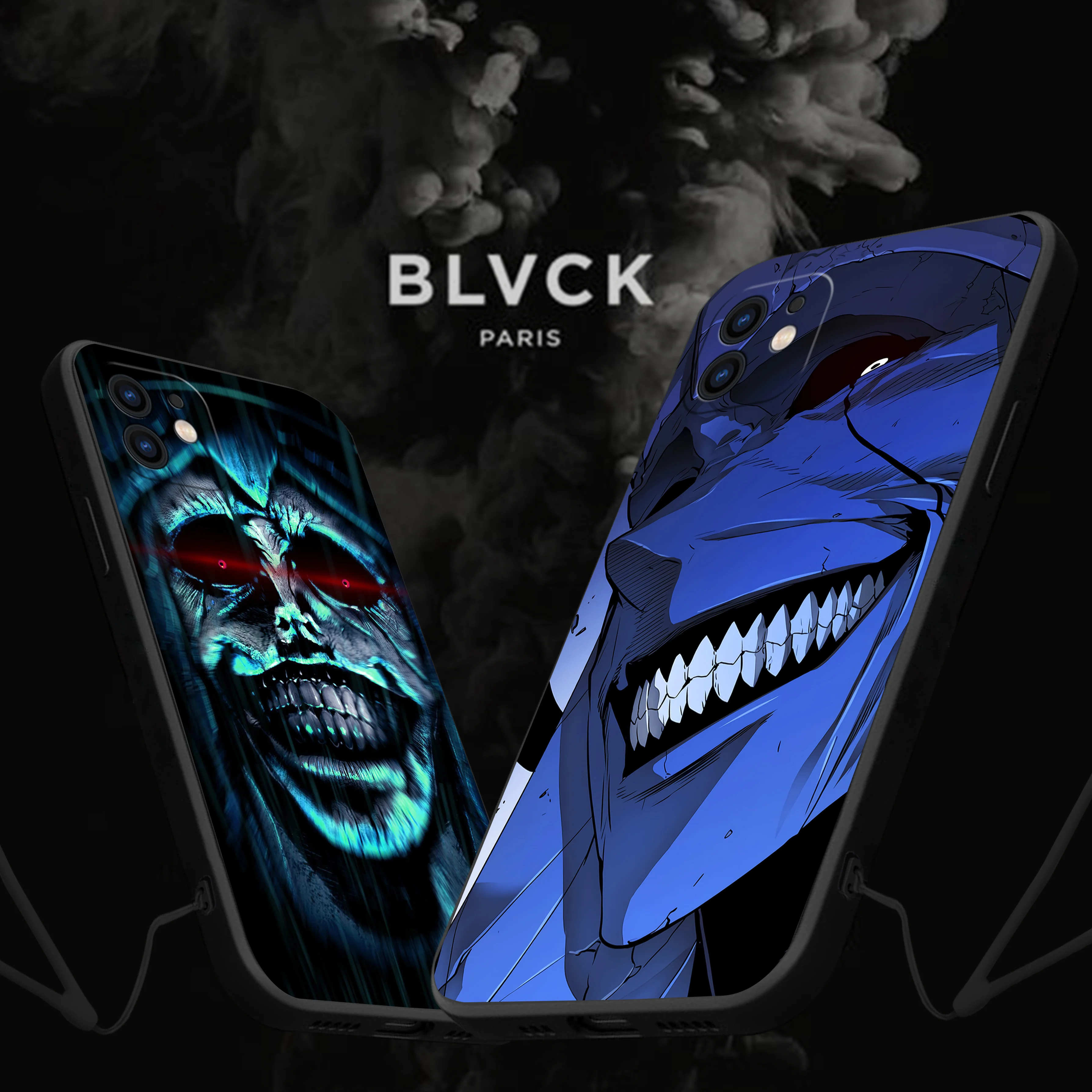 Solowe etui na telefon Shadow King dla iPhone 15 14 13 12 11 Pro Max Mini X XR XSMAX 8 7 6S Plus miękkie etui z paskiem na rękę