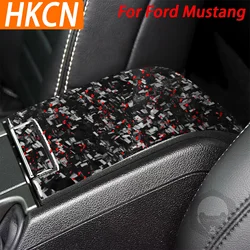 For Ford Mustang Shelby 2009—2014 Car Accessories Carbon Fiber Central Armrest Box Panel Trim Cover Sticker Modification