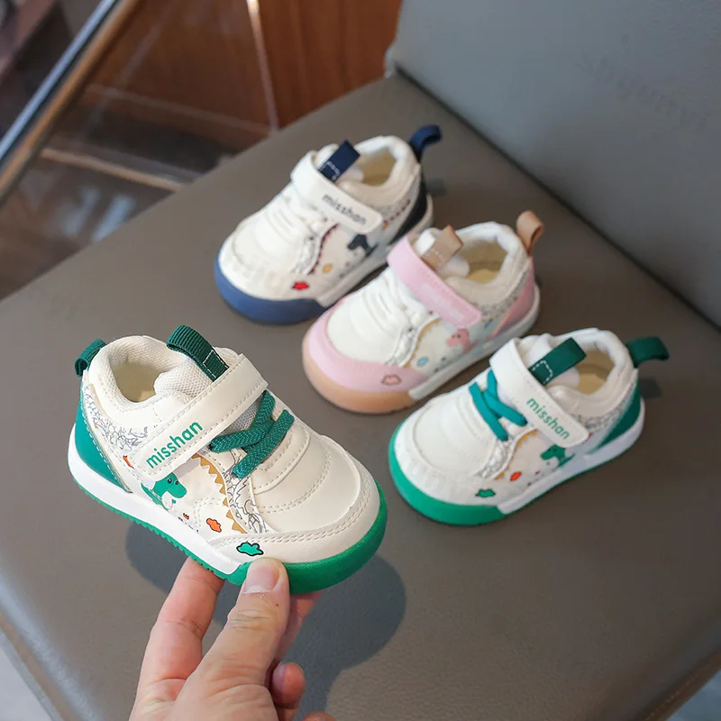 

New Style Children's Walking Shoes Spring 2025 Dinosaur Cartoon Baby's Soft Soled Anti Slip Comfortable Fahion Trend Sneakers