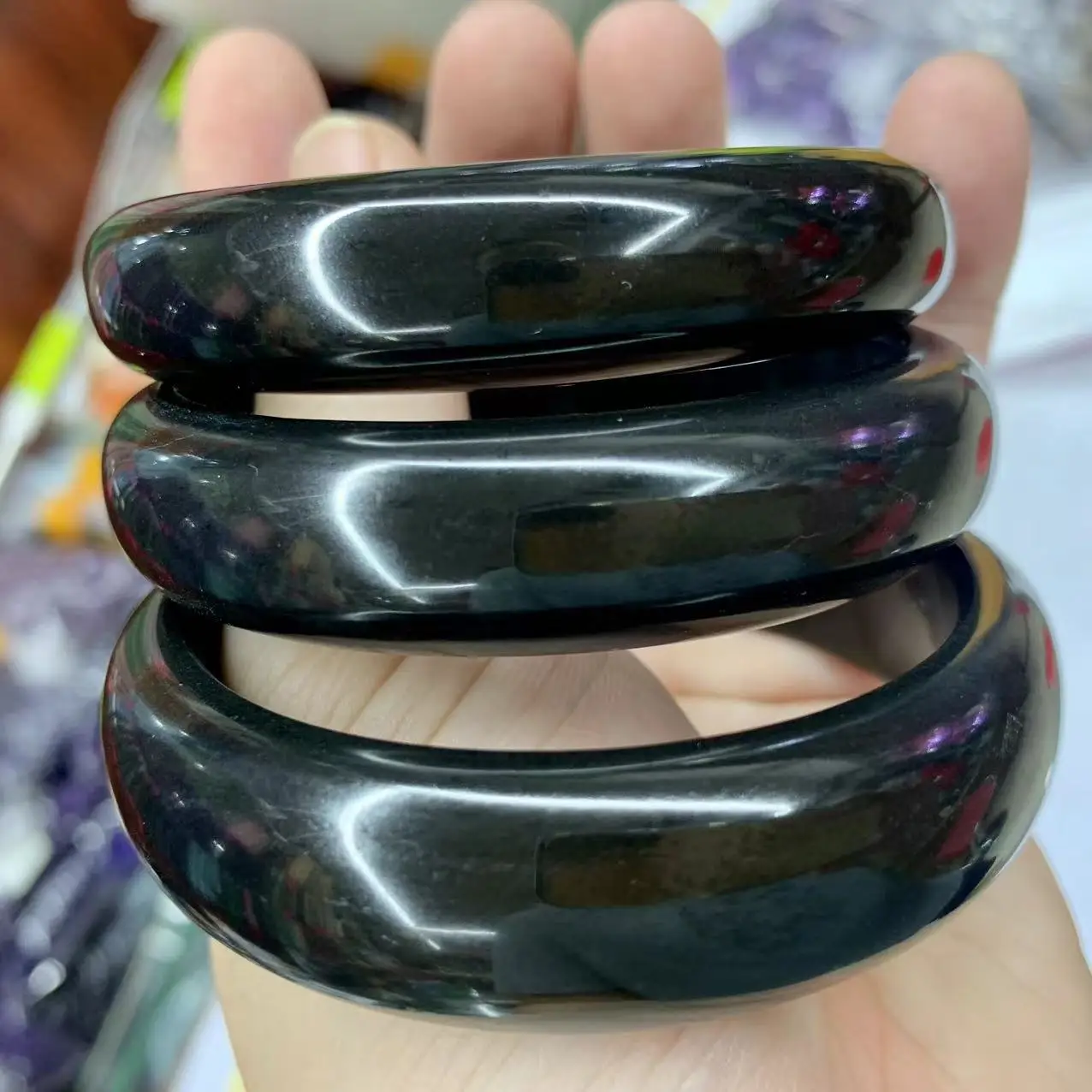 Natural Shungite Gemstone Energy Stone Jewelry Bangle For Women For Gift Wholesale Free Certificate