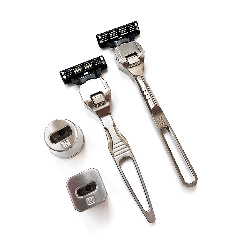 Titanium Alloy Manual Traditional Simple Shaving Razor with Titanium Base for Men