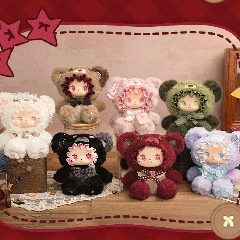 جميل إيما الدب الدب Lianmeng سلسلة 6 أنماط لطيف الحيوان الفينيل دمية قلادة صندوق أعمى الأرنب الأطفال مفاجأة هدية حقيقية #6