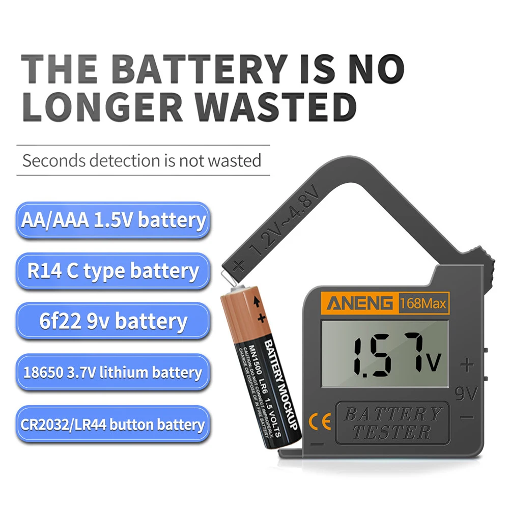 

Digital Lithium Battery Capacity Tester High Precision Universal Test Checkered Load Analyzer Display Check AAA AA Button Cell