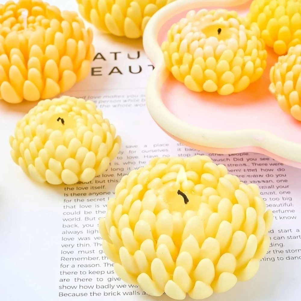 3D Chrysanthemum Scented Silicone Candle Molds Relief Petal Plaster Resin Ceramic Handmade Craft Car Ornament DIY Graduate Gifts