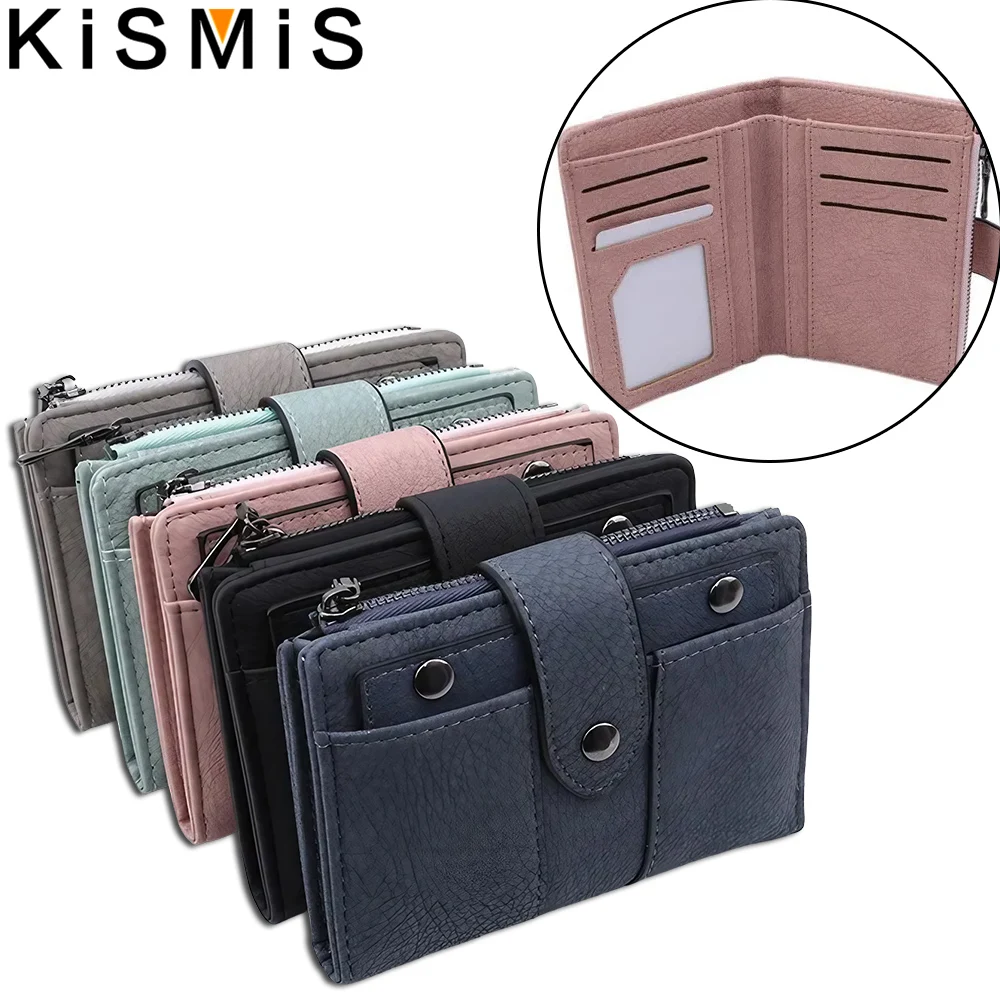 محفظة عتيقة قصيرة للنساء ، محفظة عملات معدنية من جلد البولي يوريثان ، سحاب ، حامل بطاقات ، محفظة صغيرة أنيقة ، حقيبة يد بسيطة ، جديدة #1