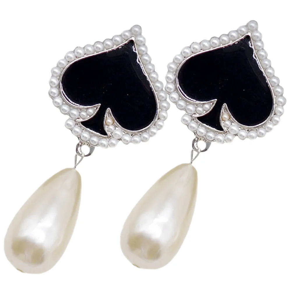 

Pearl EarRings Elegant Dangle Alloy Earrings for Women Poker Card Drop Fashion Trendy Gifts Teen Girls Birthday