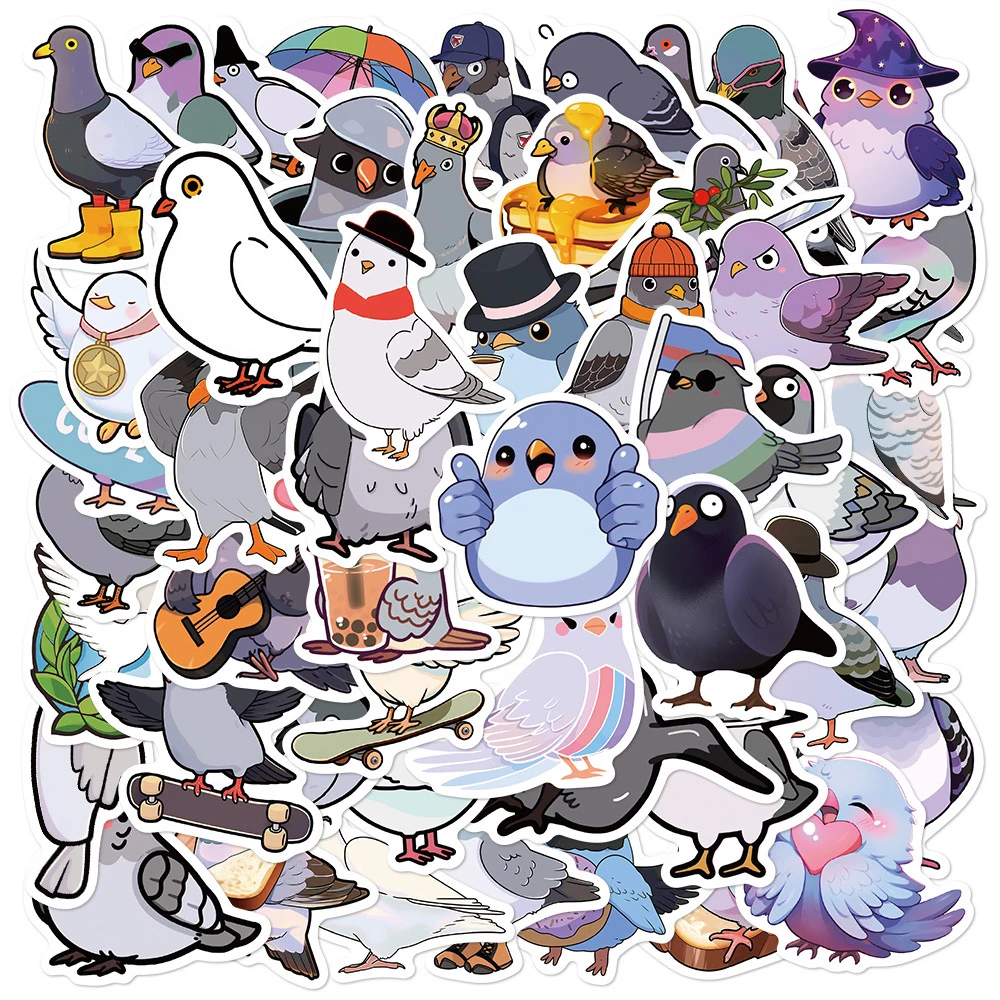 10/30/50pcs Pigeons Animal Graffiti Stickers Decals for Kids Toy Guitar Phone Scrapbook Suitcase Cute Cartoon Decoration Sticker