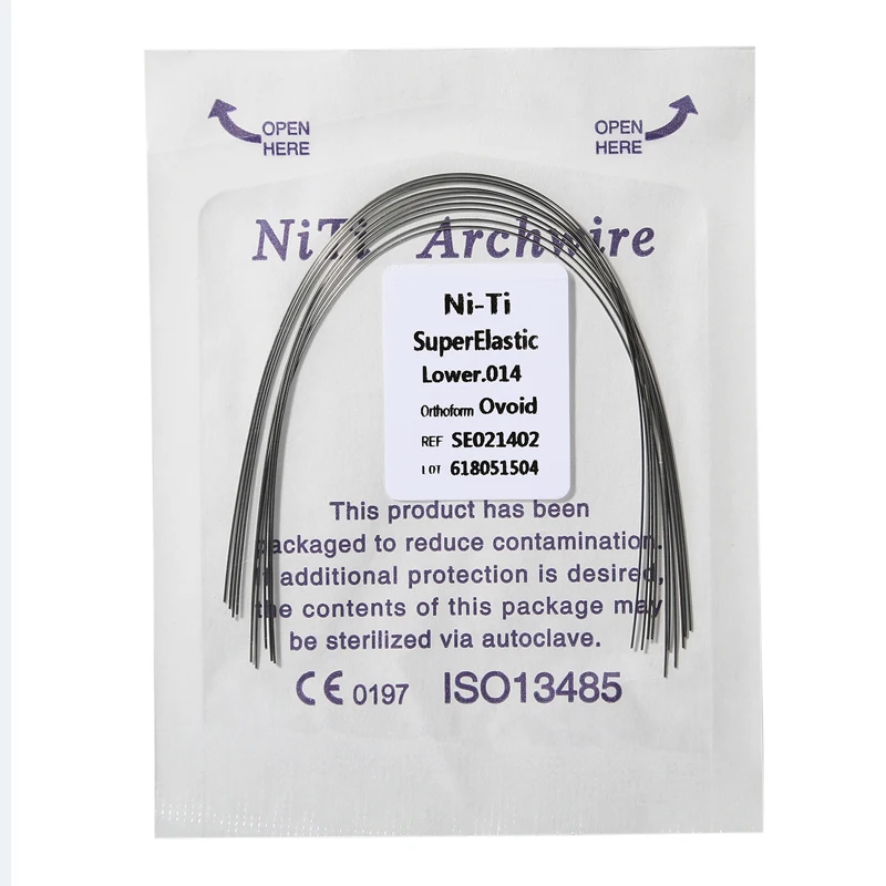 Fios do arco ortodôntico, Niti dental, super elástico, Ni-Ti Circular, materiais superiores e inferiores do dentista, correção, 100pcs