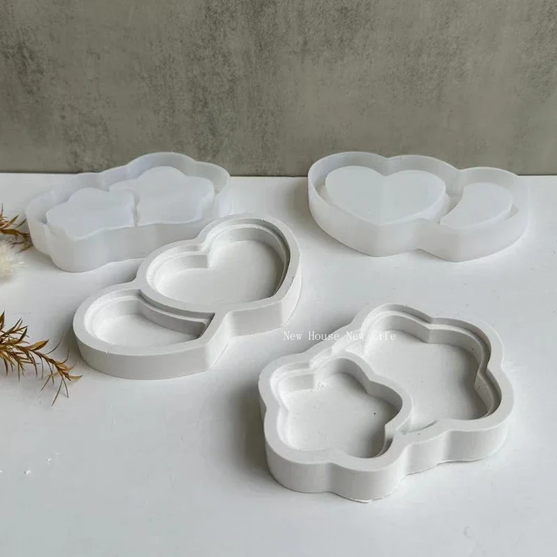 Moules en silicone en forme d'escalade à double cœur, étoile à cinq branches, plâtre de ciment en béton, résine Xy, plat de rangement, artisanat de moule, élection, bricolage