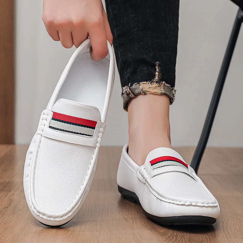 Men's Casual Leather Bean Shoes Soft Sided Driving Shoes Fashionable Versatile Le Fu Shoe Covers Foot Pedal