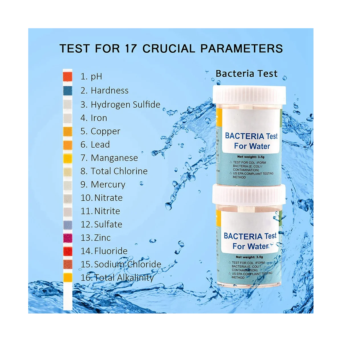 17-in-1 Complete Water Test Kit for Home,100 Strips + 2 Water Testing Kits for Drinking Water Easy Testing, PH, Lead