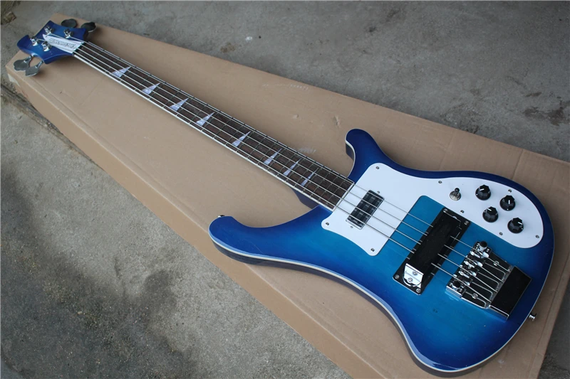 

Classic custom 4-string bass electric guitar, transparent blue gradient, shipping included