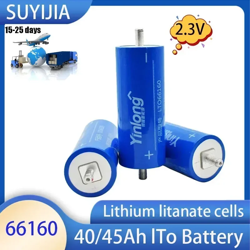 Yinlong-lithium Titanate Battery, Low Temperature Resistance, 10C Discharge, DIY, 100% Original, 66160, 40Ah 2.3V, 12V, 24V