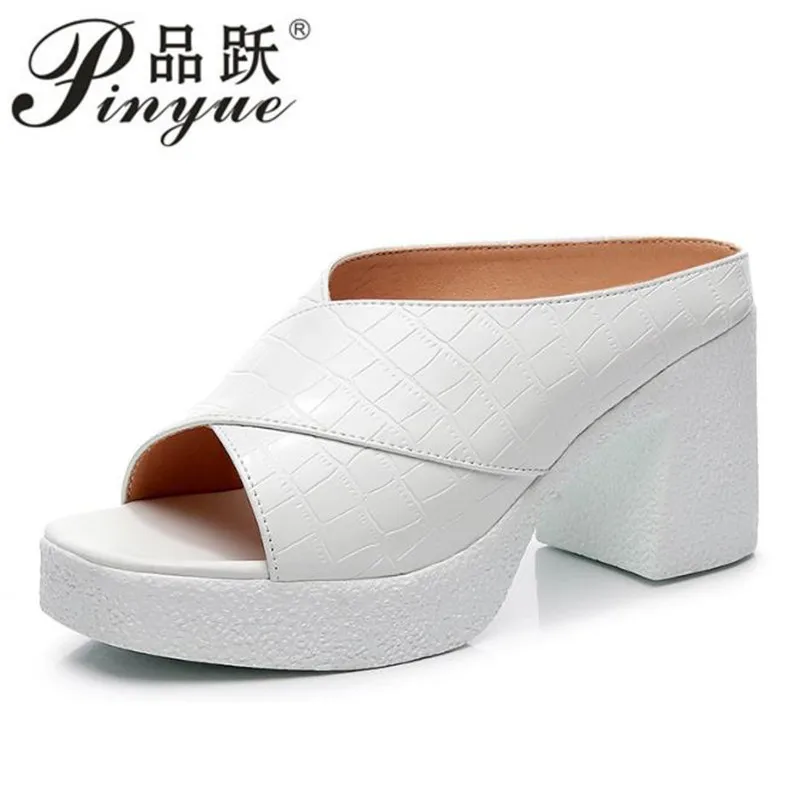 8cm Women High Heeled Slippers New Thick Women's Shoes Fashion Platform Sandals Womens Sexy mom slippers 34 41