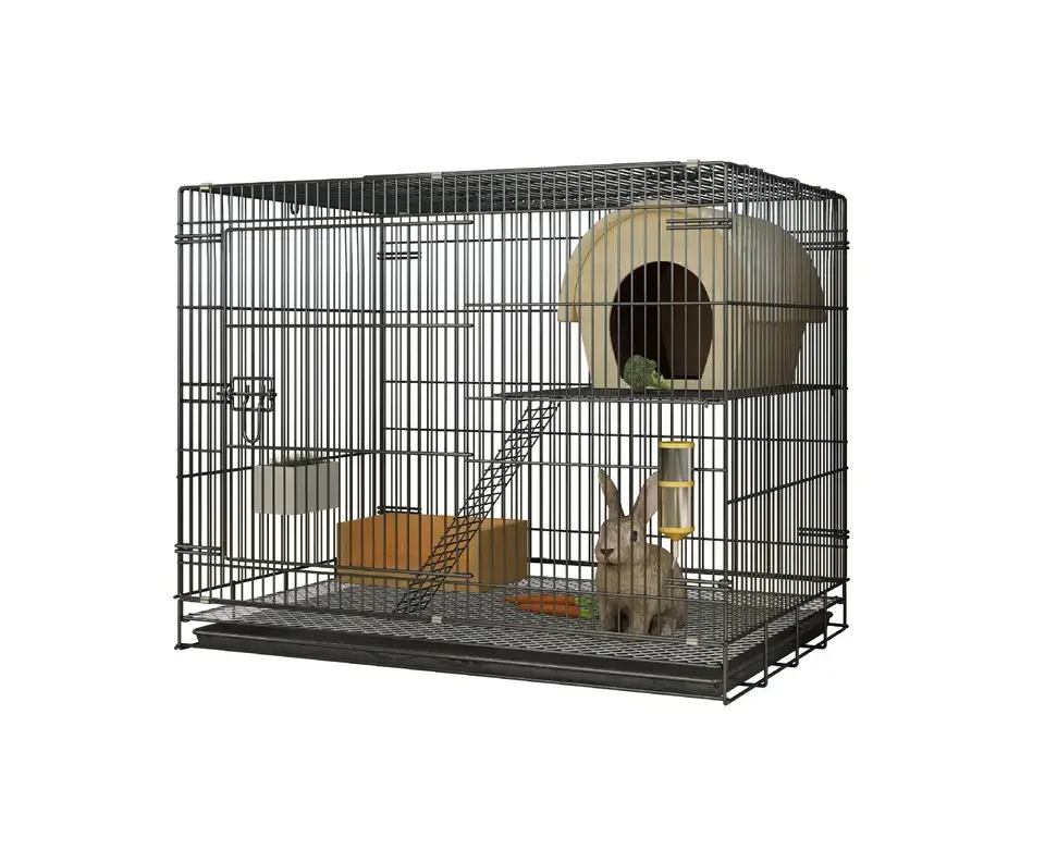 Rabbit Cage Oversized Household Indoor Foldable Double-layer Space with Toilet Automatic Manure Cleaning Encrypted Cage