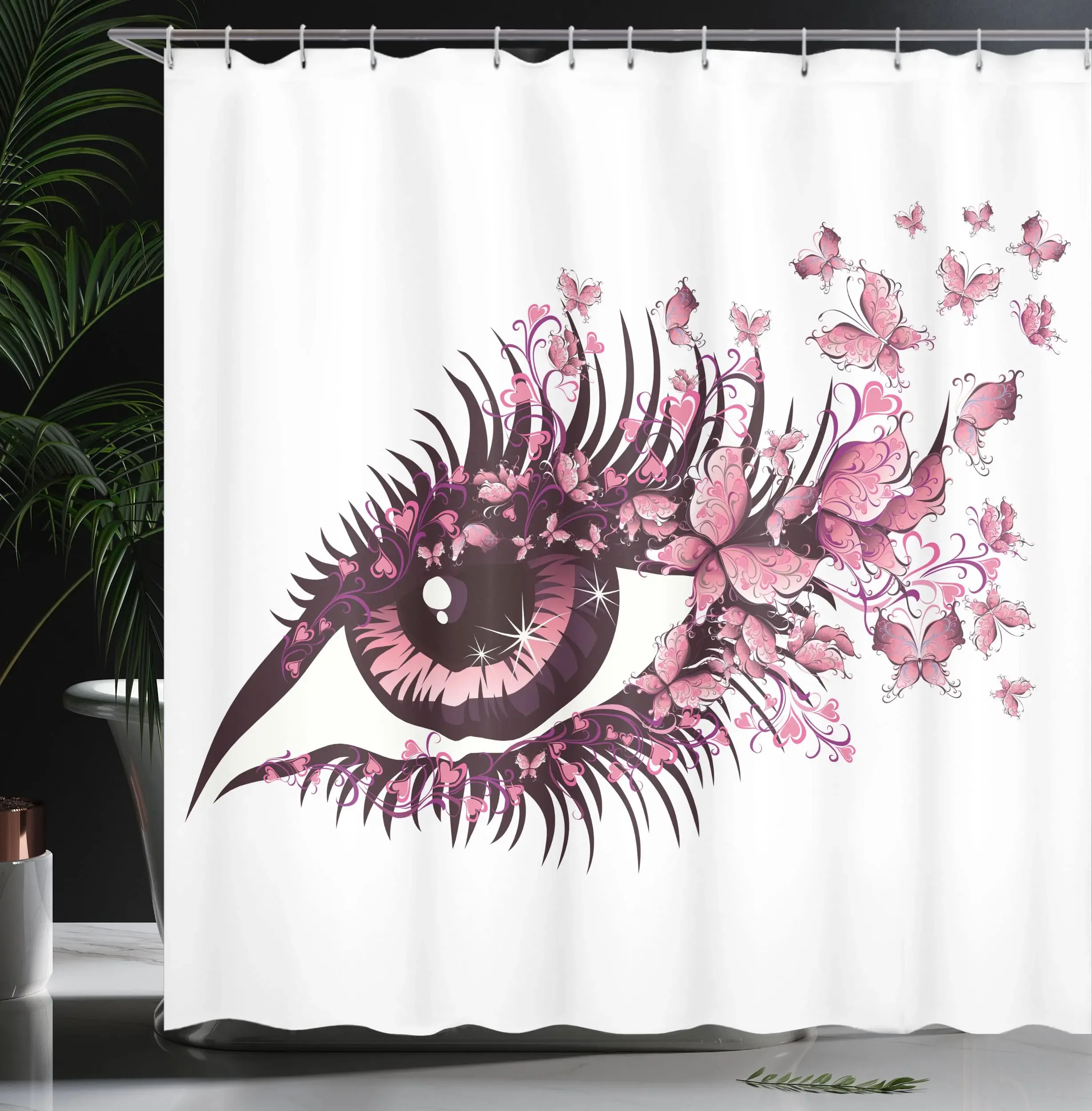 

Занавеска для душа с бабочками, женские ресницы, тушь для ресниц, вечерние макияж, ткань с животными, набор штор для ванной комнаты с крючками