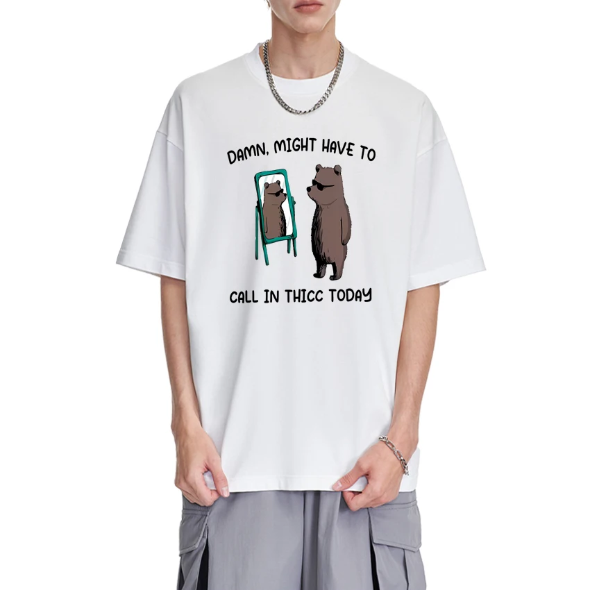 

Summer Funny Bear Graphic Meme short sleeve T-shirts Men Women Men Women Fashion White T shirt Unisex Oversized 100% Cotton Tops