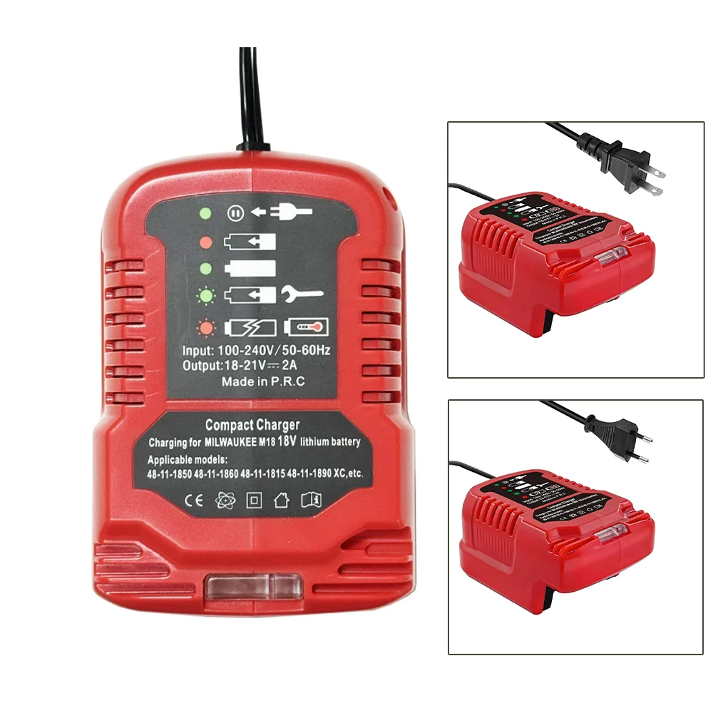100 V-240 V tragbares Li-Ionen-Akku, Mini-Kompaktladegerät für Milwaukee, 18 V Lithium-Akku, Ersatz für M18 18 V Akku-Ladegerät