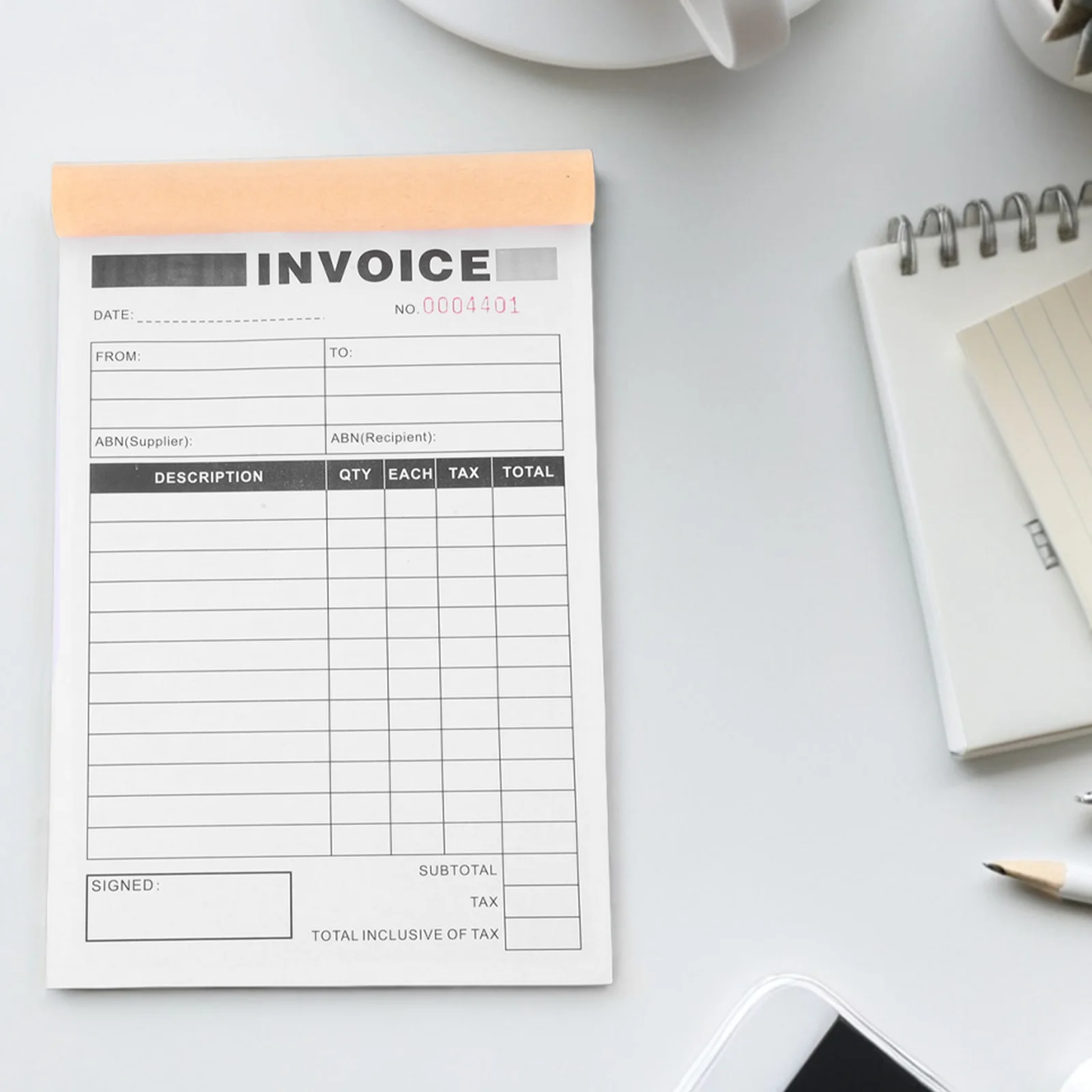 5Pcs Two-Part Invoice Delivery Note Order Receipt Book Paper Builtin Writing Board for Small Business Photography