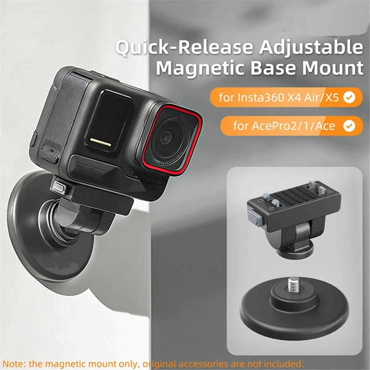 wilwill Adjustable Magnetic Adapter for Insta360 X4 Air/X5/Ace Pro2/1/Ace Quick-Release Dual-Direction Adjustable Adapter