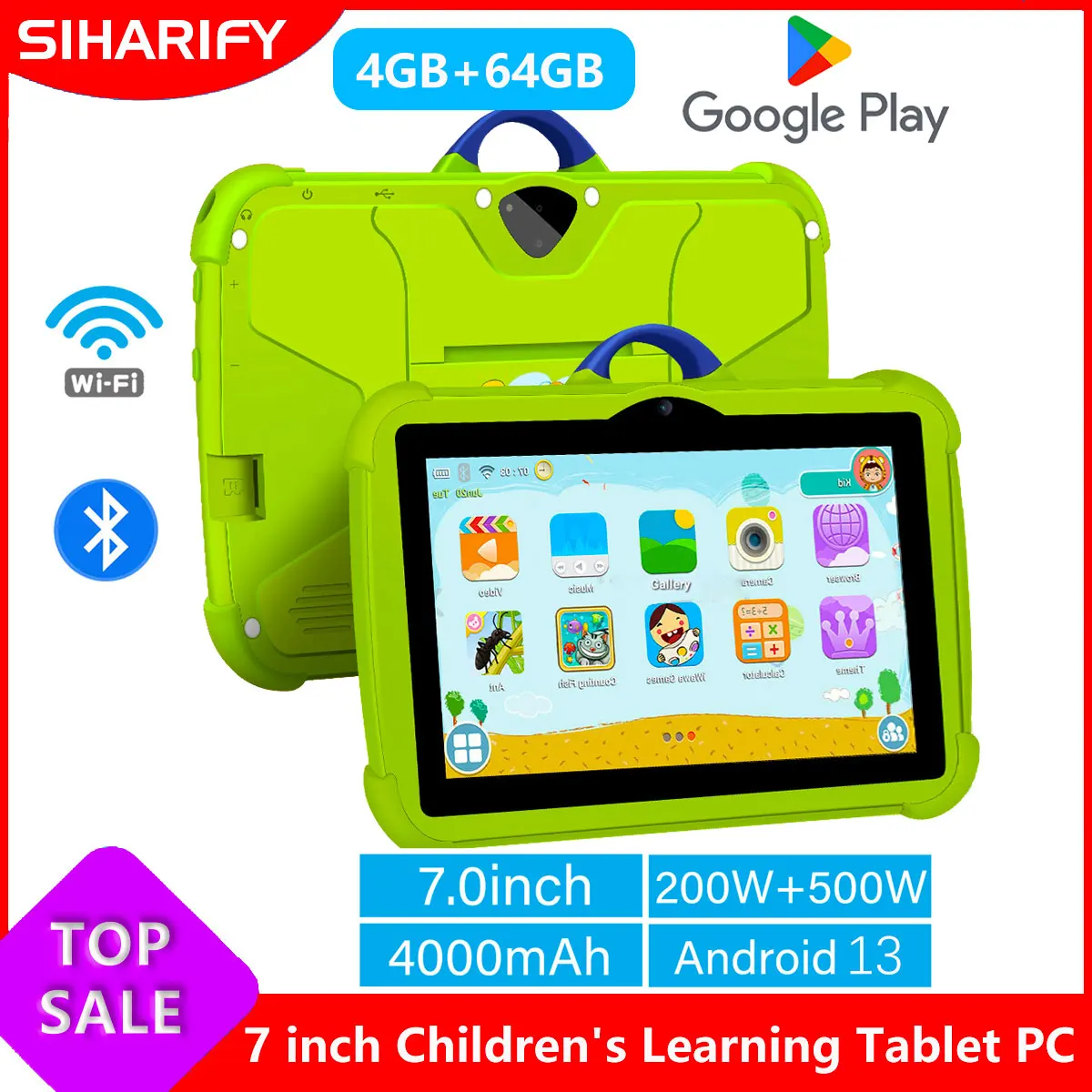 7 inch Kids Learning Tablet For Study Education Quad Core 4GB RAM 64GB ROM 5G WiFi Tablets With Portable Case For Children Gifts