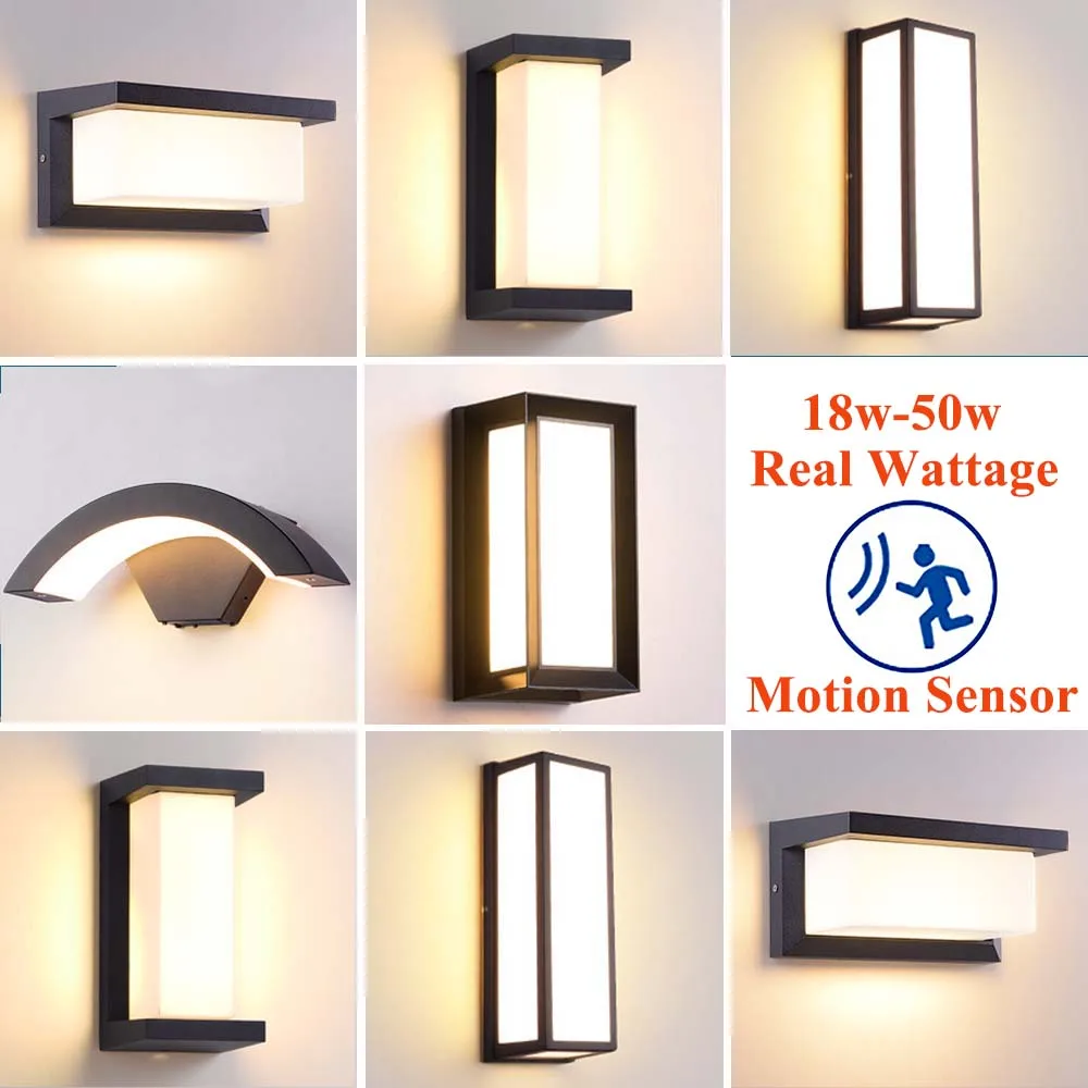 LED-Verlichting Buitenwandlamp Met Bewegingssensor Wand Binnenste Schans Sensor Exterieur Tuindecoratie 85-260V