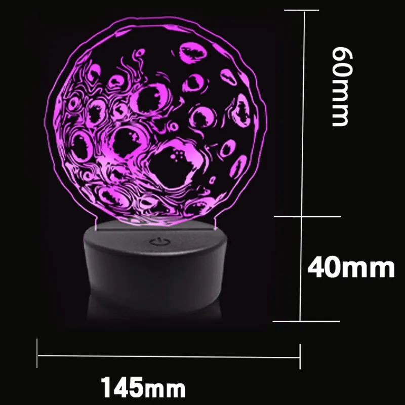 Lámpara de mesa de baja potencia con USB para decoración doméstica, luz nocturna LED acrílica, regalo personalizado, Luna 3d