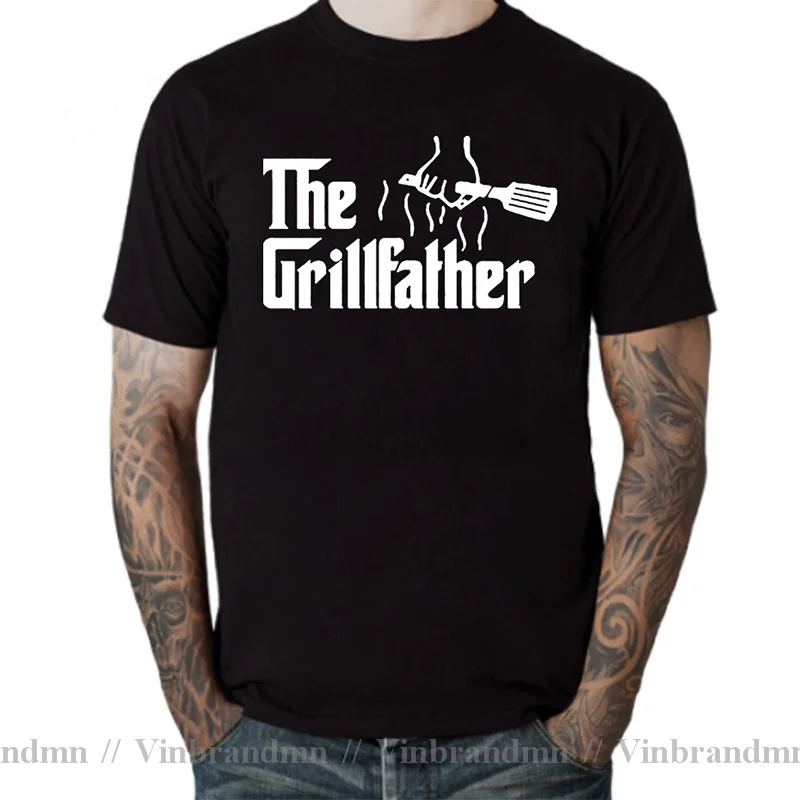 Men's Fashion Bae Cooker The Grillfather T shirt Funny BBQ Grill Chef Tee Shirt Cook Kitchen Weapons T-Shirts Foodie Gift Tshirt