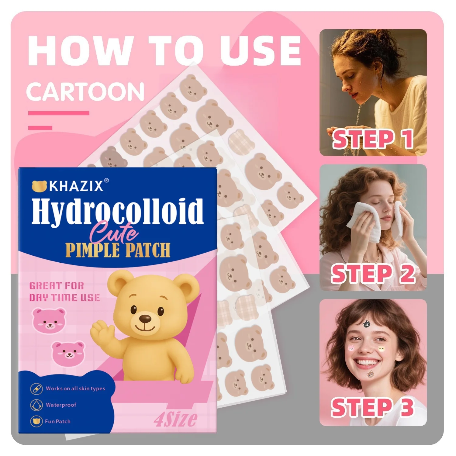 720 pieces of cartoon facial acne patches, concealer, acne patch and pimples patch, ultra-thin and breathable image 4