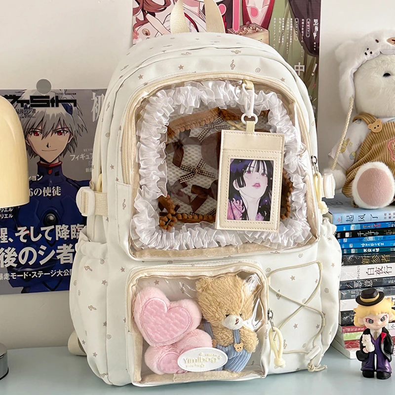 

HAEX Dopamine Women Ita Backpacks 2025 DIY Anime Badge Large Capacity Laptop Mochilas Para Mujer Designer Students Bag Female