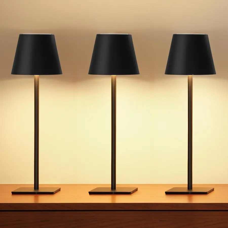 

3 Pack Cordless Table Lamp, Battery Operated Lamp Portable Waterproof Rechargeable Table Lamp w 3 Color Temps amp Stepless Dimmi