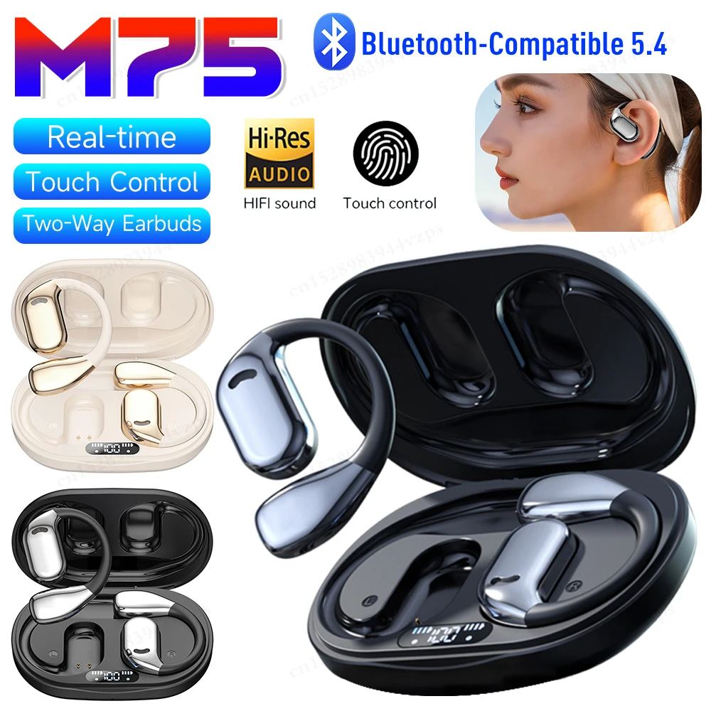 سماعات أذن للتحكم باللمس ومترجم اللغة، سماعات أذن متوافقة مع البلوتوث 5.4، سماعات ترجمة بعمر بطارية طويل