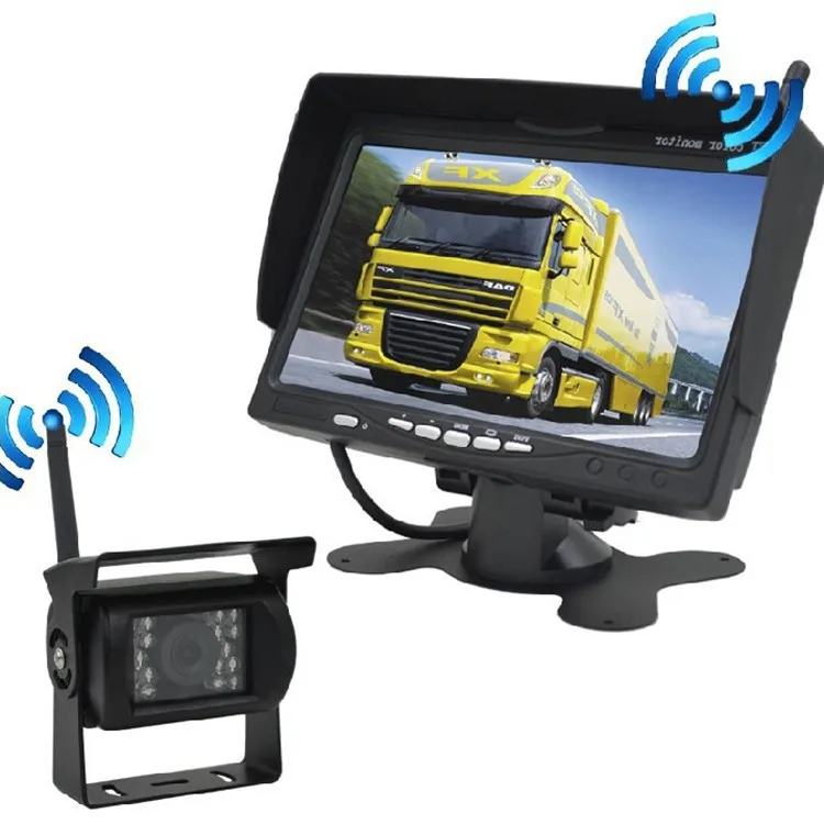 

7\" Wireless Waterproof Car Backup Camera TFT LCD Rear View Monitor with HD for Truck Bus RV Van DVD Reverse Detection